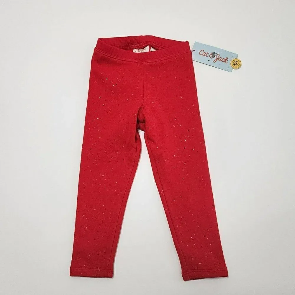 Toddler Girls 2T Long / Short Sleeves Tee & 1 Cozy‎ Red Leggings